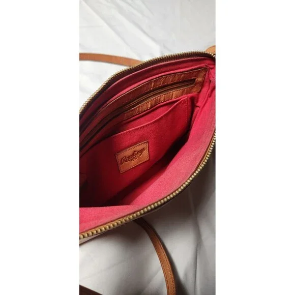 Rawlings Genuine Leather Purse Clutch Wristlet Baseball Stitch Zip Closure - Picture 5 of 11